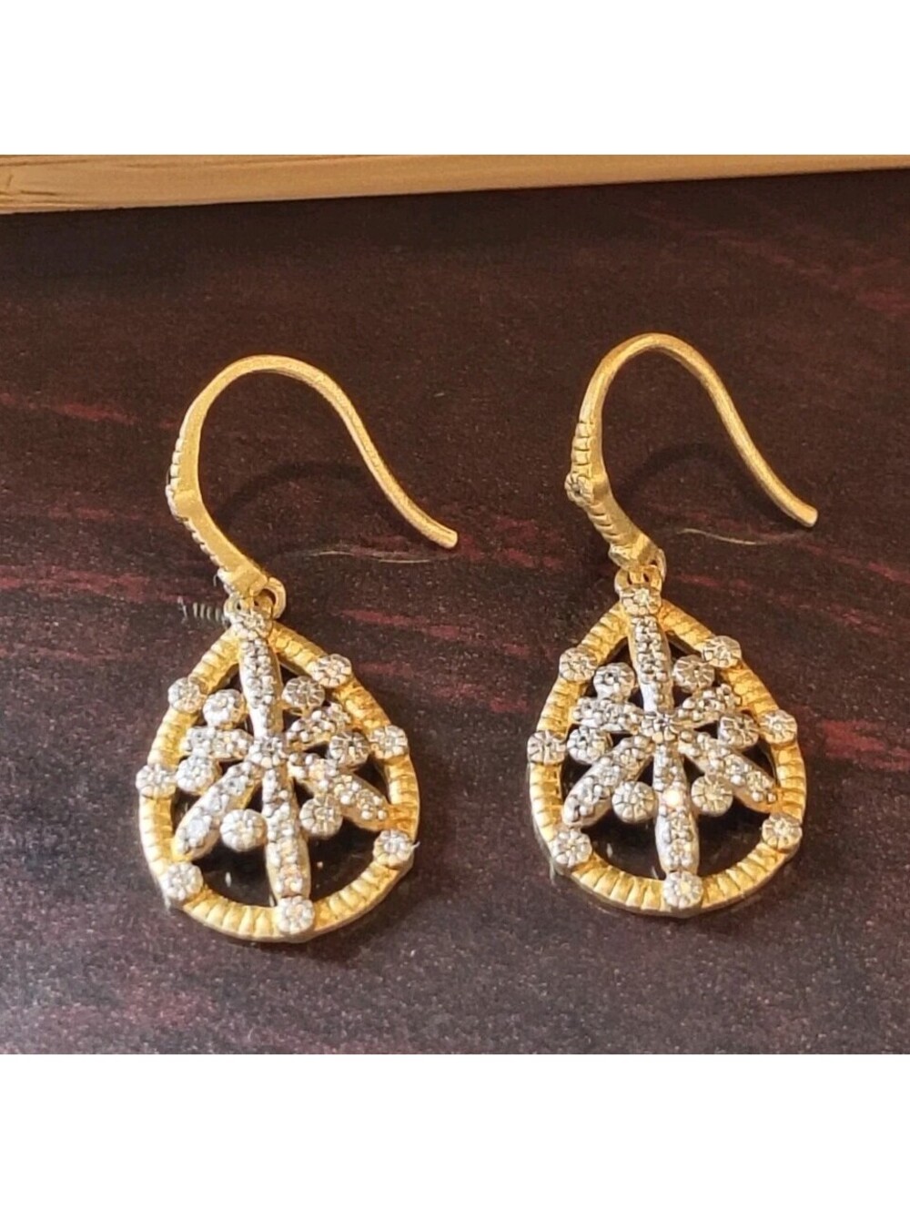 Freida Rothman Brooklyn Grit Starburst Gold Teardrop Earrings 925